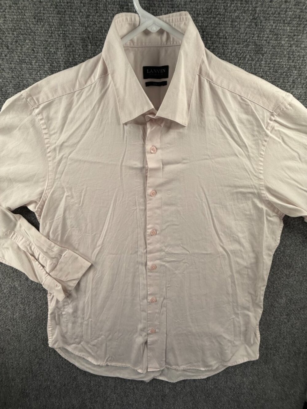 Lanvin Button Up Shirt Long Sleeve Men Cotton Pink Size 105 (large) Slim Fit